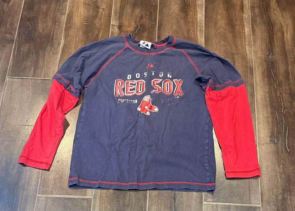 Majestic Boston Red Sox Youth Long Sleeve Raglan Graphic T-Shirt, Size 10/12